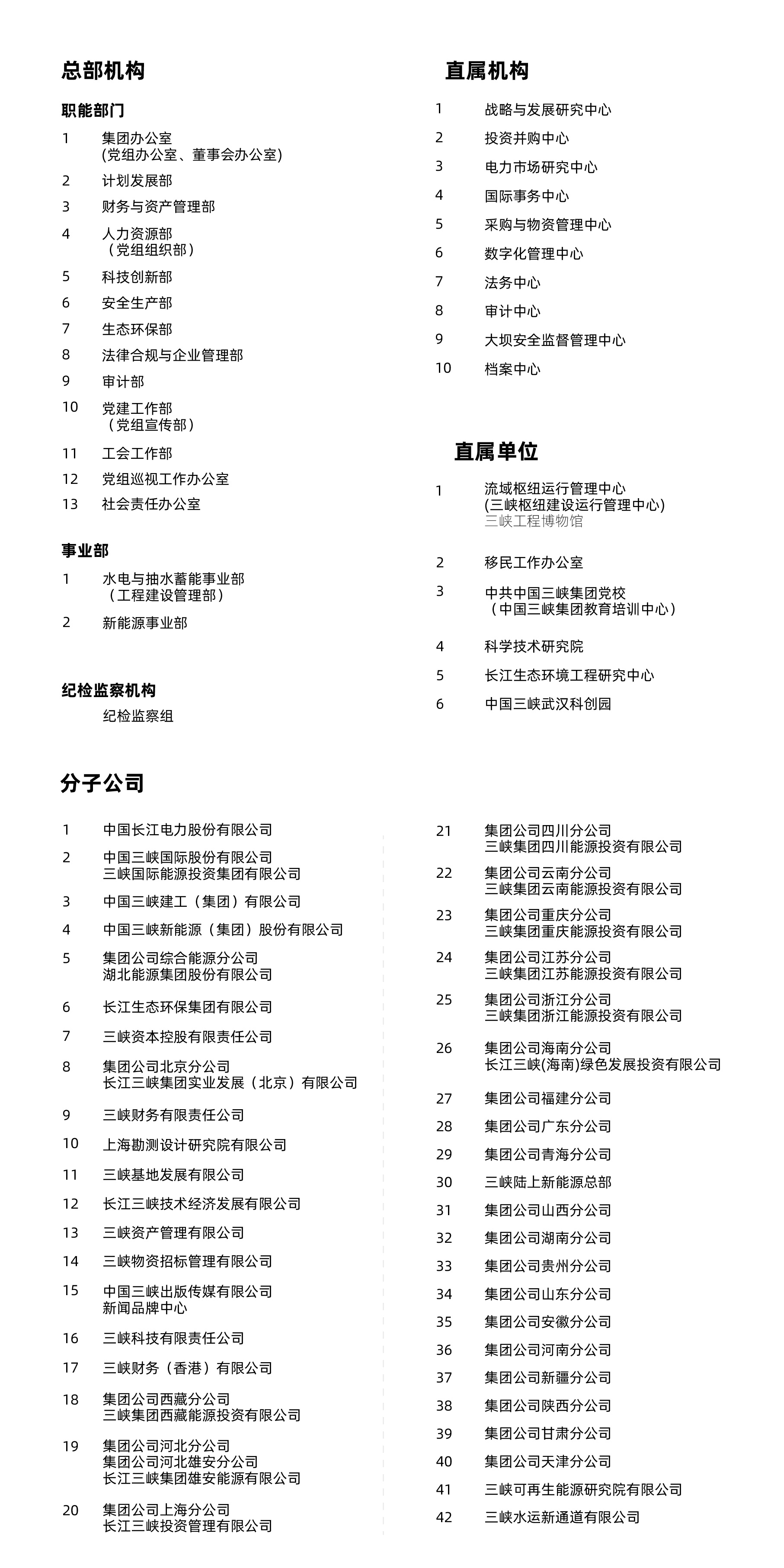 三峽集團組織機構(gòu)